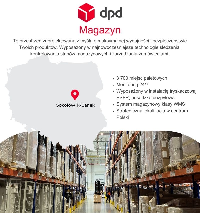 Informacja o głównym magazynie DPD Polska przeznaczonym pod usługę fulfillment.