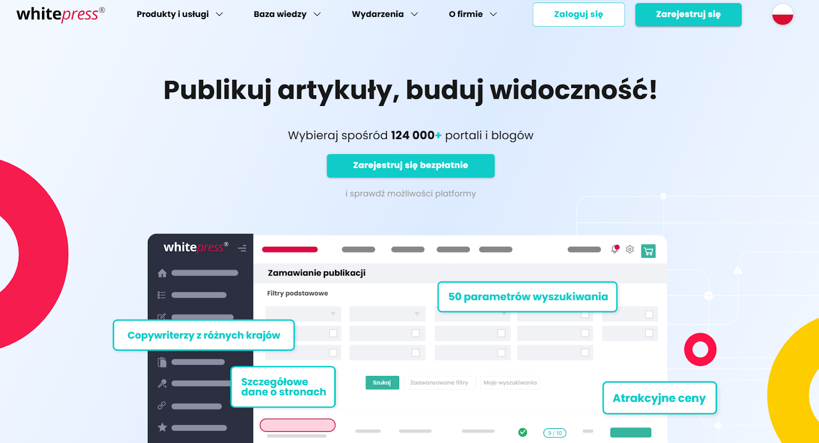 Strona główna WhitePress, platformy do publikowania artykułów i budowania widoczności, ważnej dla strategii SEO